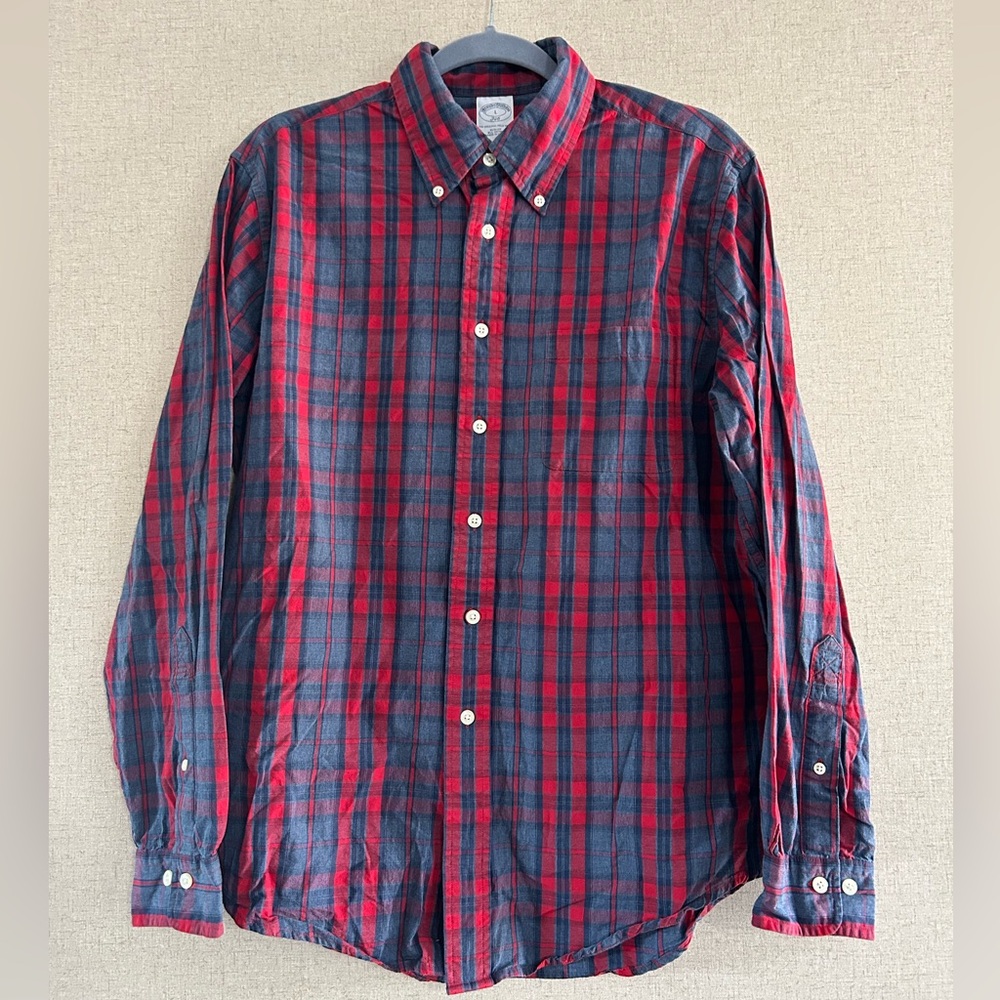 Brooks Brothers Red and Gray Checkered Shirt - Picture 1 of 5